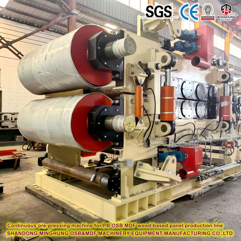 MINGHUNG Continuous pre pressing machine for PB OSB MDF wood based panel production line MINGHUNG Máquina de prensagem contínua para PB OSB MDF Linha de produção de painel baseado em madeira