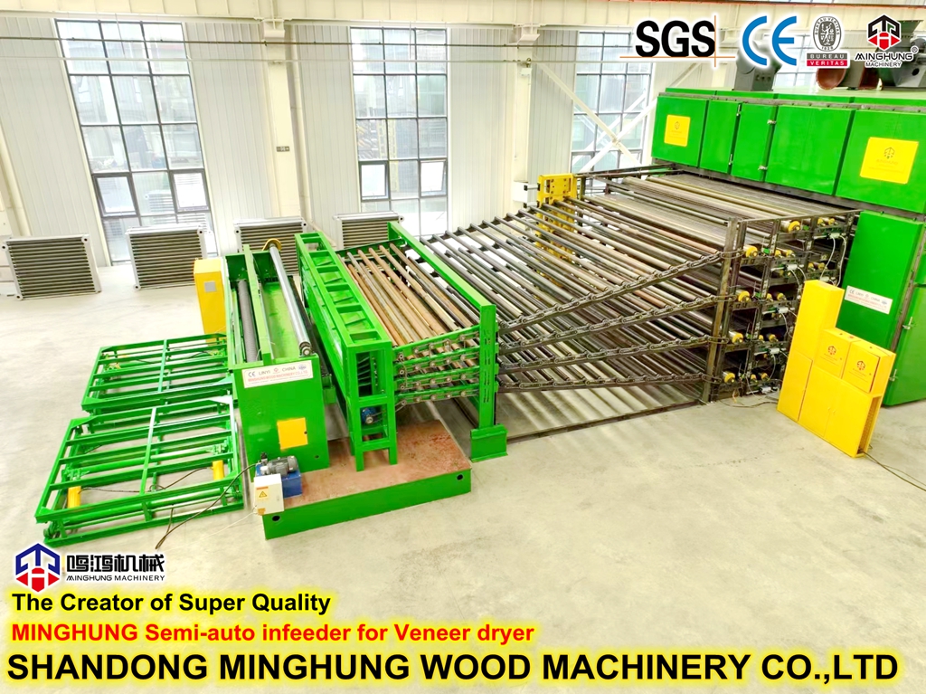 Semi auto infeeder for veneer dryer Alimentador semiautomático para secador de folheado