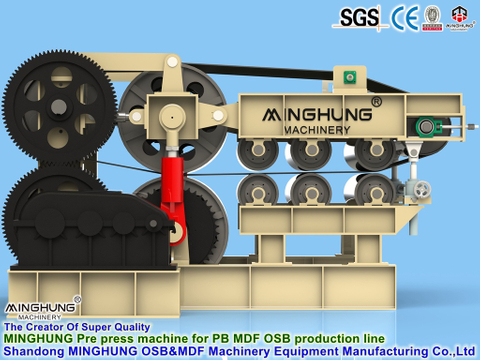 Fornecedor de linha de produção de aglomerado MDF HDF Minghung: Máquina de pré-prensa contínua de vários rolos para equipamentos de produção de aglomerado