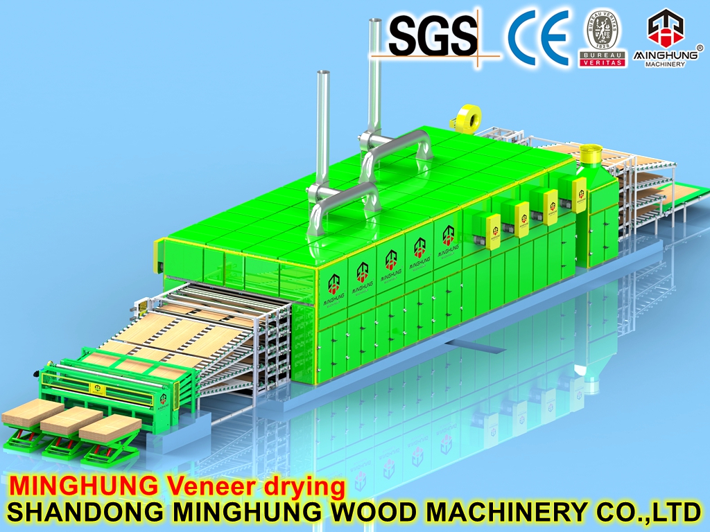 Máquina de secagem de folheado de madeira compensada com transportador de malha